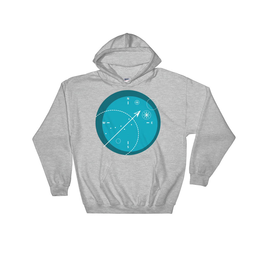 Compass Unisex Hooded Sweatshirt, Collection Fjaka-Sport Grey-S-Tamed Winds-tshirt-shop-and-sailing-blog-www-tamedwinds-com