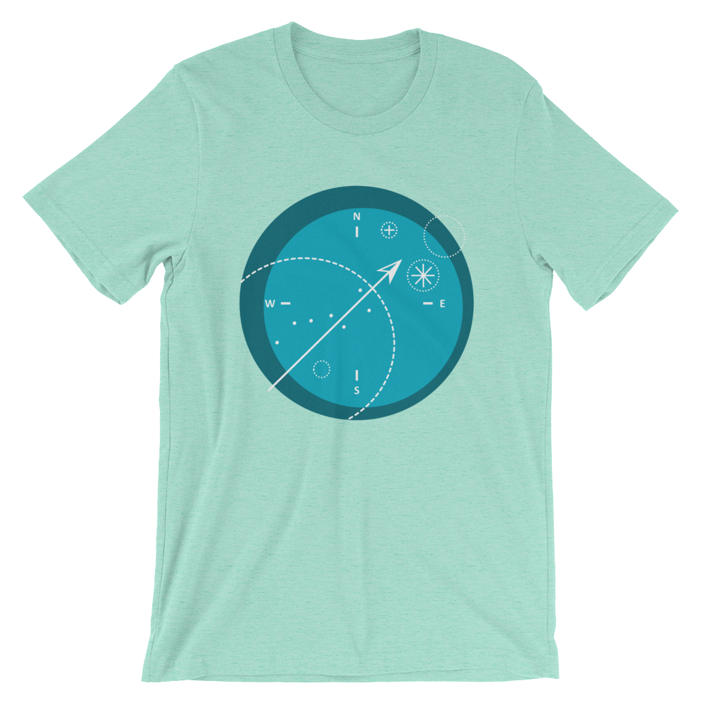 Compass Unisex T-Shirt, Collection Fjaka-Heather Mint-S-Tamed Winds-tshirt-shop-and-sailing-blog-www-tamedwinds-com