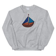 Dinghy Unisex Crewneck Sweatshirt, Collection Ships & Boats-Sport Grey-S-Tamed Winds-tshirt-shop-and-sailing-blog-www-tamedwinds-com