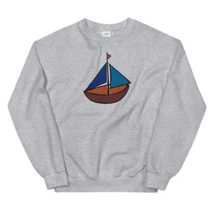 Dinghy Unisex Crewneck Sweatshirt, Collection Ships & Boats-Sport Grey-S-Tamed Winds-tshirt-shop-and-sailing-blog-www-tamedwinds-com