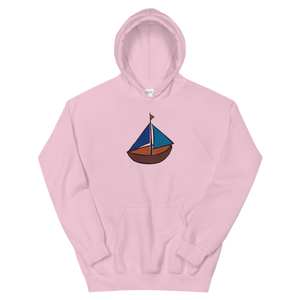 Dinghy Unisex Hooded Sweatshirt, Collection Ships & Boats-Light Pink-S-Tamed Winds-tshirt-shop-and-sailing-blog-www-tamedwinds-com