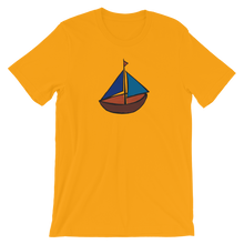 Dinghy Unisex T-Shirt, Collection Ships & Boats-Gold-S-Tamed Winds-tshirt-shop-and-sailing-blog-www-tamedwinds-com