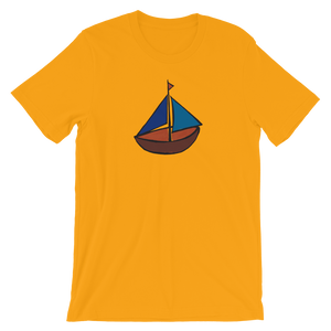 Dinghy Unisex T-Shirt, Collection Ships & Boats-Gold-S-Tamed Winds-tshirt-shop-and-sailing-blog-www-tamedwinds-com
