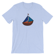 Dinghy Unisex T-Shirt, Collection Ships & Boats-Heather Blue-S-Tamed Winds-tshirt-shop-and-sailing-blog-www-tamedwinds-com