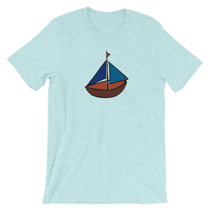 Dinghy Unisex T-Shirt, Collection Ships & Boats-Heather Prism Ice Blue-XS-Tamed Winds-tshirt-shop-and-sailing-blog-www-tamedwinds-com