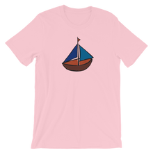 Dinghy Unisex T-Shirt, Collection Ships & Boats-Pink-S-Tamed Winds-tshirt-shop-and-sailing-blog-www-tamedwinds-com