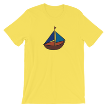 Dinghy Unisex T-Shirt, Collection Ships & Boats-Yellow-S-Tamed Winds-tshirt-shop-and-sailing-blog-www-tamedwinds-com