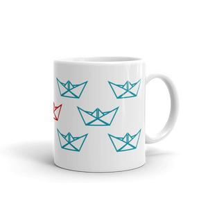 Eleven Paper Boats Mug 325 ml, Collection Origami Boat-Tamed Winds-tshirt-shop-and-sailing-blog-www-tamedwinds-com