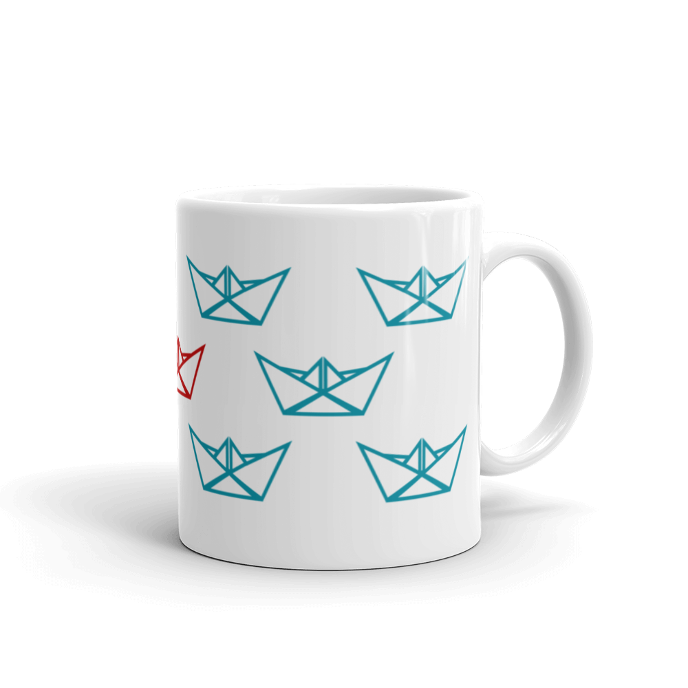 Eleven Paper Boats Mug 325 ml, Collection Origami Boat-Tamed Winds-tshirt-shop-and-sailing-blog-www-tamedwinds-com