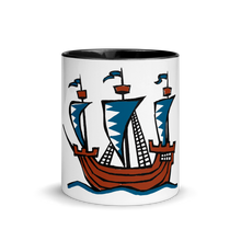 Explorer’s Caravele Flagship Mug With Black Color Inside 325 ml, Collection Ships & Boats-Tamed Winds-tshirt-shop-and-sailing-blog-www-tamedwinds-com