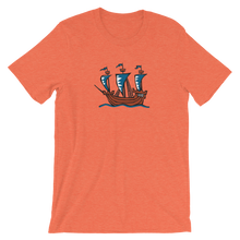 Explorer’s Caravele Flagship Unisex T-Shirt, Collection Ships & Boats-Heather Orange-S-Tamed Winds-tshirt-shop-and-sailing-blog-www-tamedwinds-com