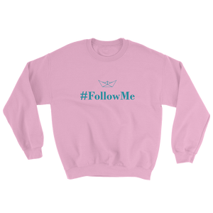 Follow Me Unisex Crewneck Sweatshirt, Collection Origami Boat-Light Pink-S-Tamed Winds-tshirt-shop-and-sailing-blog-www-tamedwinds-com