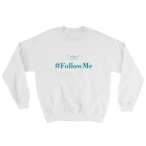 Follow Me Unisex Crewneck Sweatshirt, Collection Origami Boat-White-S-Tamed Winds-tshirt-shop-and-sailing-blog-www-tamedwinds-com