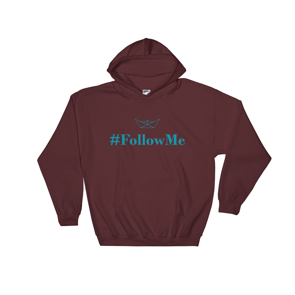 Follow Me Unisex Hooded Sweatshirt, Collection Origami Boat-Maroon-S-Tamed Winds-tshirt-shop-and-sailing-blog-www-tamedwinds-com