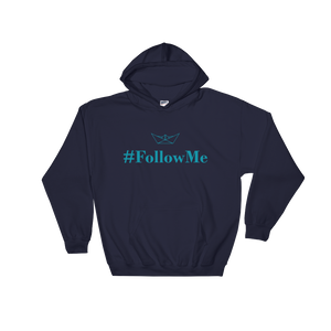 Follow Me Unisex Hooded Sweatshirt, Collection Origami Boat-Navy-S-Tamed Winds-tshirt-shop-and-sailing-blog-www-tamedwinds-com