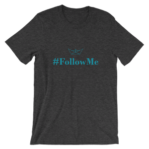Follow Me Unisex T-Shirt, Collection Origami Boat-Dark Grey Heather-S-Tamed Winds-tshirt-shop-and-sailing-blog-www-tamedwinds-com