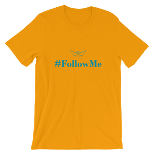 Follow Me Unisex T-Shirt, Collection Origami Boat-Gold-S-Tamed Winds-tshirt-shop-and-sailing-blog-www-tamedwinds-com