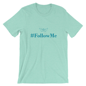 Follow Me Unisex T-Shirt, Collection Origami Boat-Heather Mint-S-Tamed Winds-tshirt-shop-and-sailing-blog-www-tamedwinds-com