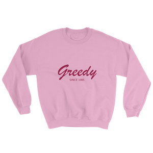 Greedy Unisex Crewneck Sweatshirt, Collection Nicknames-Light Pink-S-Tamed Winds-tshirt-shop-and-sailing-blog-www-tamedwinds-com