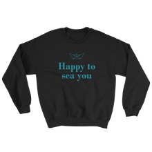 Happy To Sea You Unisex Crewneck Sweatshirt, Collection Origami Boat-Black-S-Tamed Winds-tshirt-shop-and-sailing-blog-www-tamedwinds-com