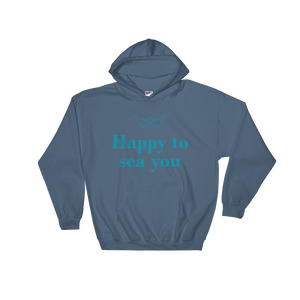 Happy To Sea You Unisex Hooded Sweatshirt, Collection Origami Boat-Indigo Blue-S-Tamed Winds-tshirt-shop-and-sailing-blog-www-tamedwinds-com