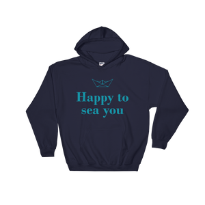 Happy To Sea You Unisex Hooded Sweatshirt, Collection Origami Boat-Navy-S-Tamed Winds-tshirt-shop-and-sailing-blog-www-tamedwinds-com