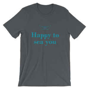 Happy To Sea You Unisex T-Shirt, Collection Origami Boat-Asphalt-S-Tamed Winds-tshirt-shop-and-sailing-blog-www-tamedwinds-com
