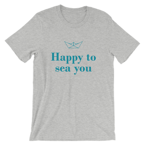 Happy To Sea You Unisex T-Shirt, Collection Origami Boat-Athletic Heather-S-Tamed Winds-tshirt-shop-and-sailing-blog-www-tamedwinds-com