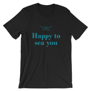 Happy To Sea You Unisex T-Shirt, Collection Origami Boat-Black-S-Tamed Winds-tshirt-shop-and-sailing-blog-www-tamedwinds-com