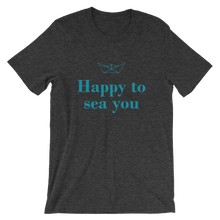 Happy To Sea You Unisex T-Shirt, Collection Origami Boat-Dark Grey Heather-S-Tamed Winds-tshirt-shop-and-sailing-blog-www-tamedwinds-com