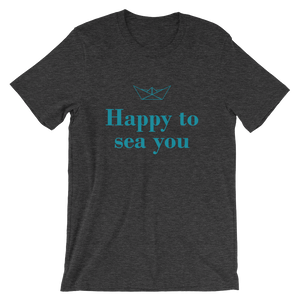 Happy To Sea You Unisex T-Shirt, Collection Origami Boat-Dark Grey Heather-S-Tamed Winds-tshirt-shop-and-sailing-blog-www-tamedwinds-com