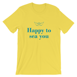 Happy To Sea You Unisex T-Shirt, Collection Origami Boat-Yellow-S-Tamed Winds-tshirt-shop-and-sailing-blog-www-tamedwinds-com