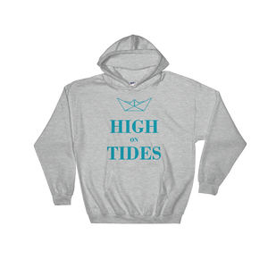 High On Tides Unisex Hooded Sweatshirt, Collection Origami Boat-Sport Grey-S-Tamed Winds-tshirt-shop-and-sailing-blog-www-tamedwinds-com
