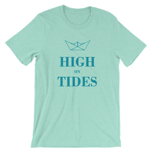 High On Tides Unisex T-Shirt, Collection Origami Boat-Heather Mint-S-Tamed Winds-tshirt-shop-and-sailing-blog-www-tamedwinds-com