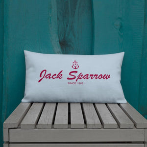 Jack Sparrow Light Grayish Blue Decorative Pillow, Collection Pirate Tales-Tamed Winds-tshirt-shop-and-sailing-blog-www-tamedwinds-com