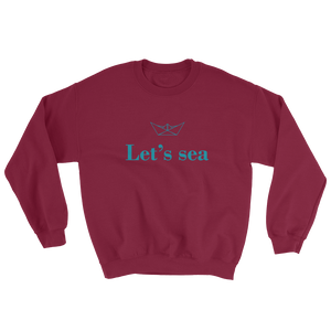 Let’s Sea Unisex Crewneck Sweatshirt, Collection Origami Boat-Maroon-S-Tamed Winds-tshirt-shop-and-sailing-blog-www-tamedwinds-com