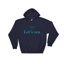 Let’s Sea Unisex Hooded Sweatshirt, Collection Origami Boat-Navy-S-Tamed Winds-tshirt-shop-and-sailing-blog-www-tamedwinds-com