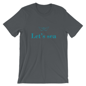 Let’s Sea Unisex T-Shirt, Collection Origami Boat-Asphalt-S-Tamed Winds-tshirt-shop-and-sailing-blog-www-tamedwinds-com