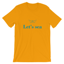 Let’s Sea Unisex T-Shirt, Collection Origami Boat-Gold-S-Tamed Winds-tshirt-shop-and-sailing-blog-www-tamedwinds-com