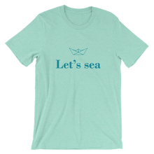 Let’s Sea Unisex T-Shirt, Collection Origami Boat-Heather Mint-S-Tamed Winds-tshirt-shop-and-sailing-blog-www-tamedwinds-com