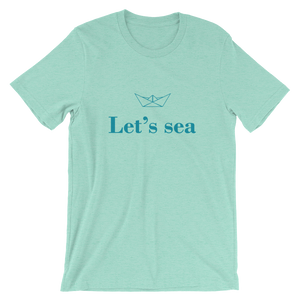 Let’s Sea Unisex T-Shirt, Collection Origami Boat-Heather Mint-S-Tamed Winds-tshirt-shop-and-sailing-blog-www-tamedwinds-com