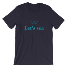 Let’s Sea Unisex T-Shirt, Collection Origami Boat-Navy-S-Tamed Winds-tshirt-shop-and-sailing-blog-www-tamedwinds-com