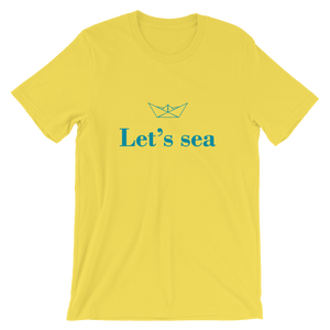 Let’s Sea Unisex T-Shirt, Collection Origami Boat-Yellow-S-Tamed Winds-tshirt-shop-and-sailing-blog-www-tamedwinds-com