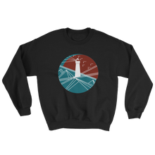 Lighthouse Unisex Crewneck Sweatshirt, Collection Fjaka-Black-S-Tamed Winds-tshirt-shop-and-sailing-blog-www-tamedwinds-com