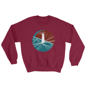Lighthouse Unisex Crewneck Sweatshirt, Collection Fjaka-Maroon-S-Tamed Winds-tshirt-shop-and-sailing-blog-www-tamedwinds-com