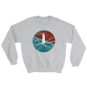 Lighthouse Unisex Crewneck Sweatshirt, Collection Fjaka-Sport Grey-S-Tamed Winds-tshirt-shop-and-sailing-blog-www-tamedwinds-com