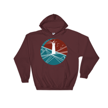 Lighthouse Unisex Hooded Sweatshirt, Collection Fjaka-Maroon-S-Tamed Winds-tshirt-shop-and-sailing-blog-www-tamedwinds-com