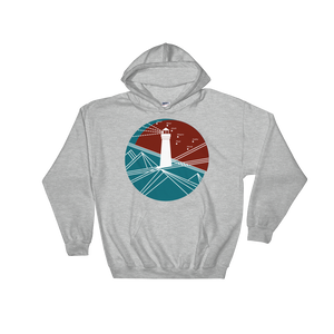 Lighthouse Unisex Hooded Sweatshirt, Collection Fjaka-Sport Grey-S-Tamed Winds-tshirt-shop-and-sailing-blog-www-tamedwinds-com
