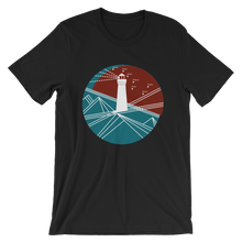 Lighthouse Unisex T-Shirt, Collection Fjaka-Black-S-Tamed Winds-tshirt-shop-and-sailing-blog-www-tamedwinds-com