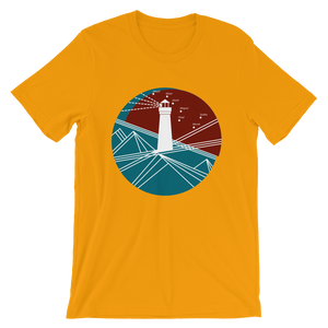 Lighthouse Unisex T-Shirt, Collection Fjaka-Gold-S-Tamed Winds-tshirt-shop-and-sailing-blog-www-tamedwinds-com